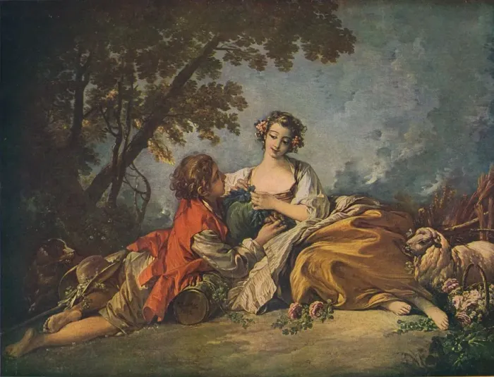 Framed Print : Pastoral Subject, 18th century. Artist: Francois Boucher Framed Print : Pastoral Subject, 18th century. Artist: Francois Boucher