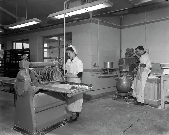 Framed Print : Pastry making for meat pies, Rawmarsh, South Yorkshire, 1955. Artist: Michael Walters Framed Print : Pastry making for meat pies, Rawmarsh, South Yorkshire, 1955. Artist: Michael Walters