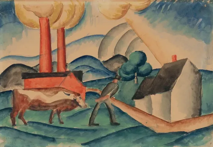 Framed Print : From pasture, 1922. Creator: Gejza Schiller Framed Print : From pasture, 1922. Creator: Gejza Schiller
