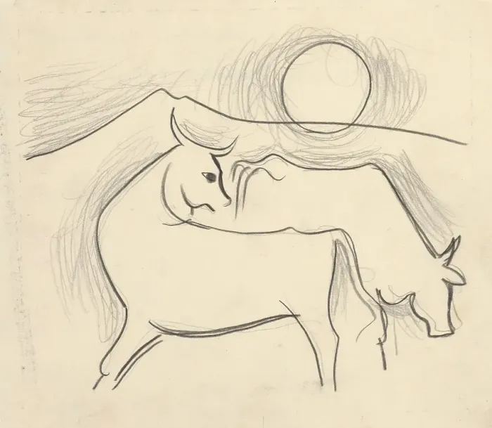 Framed Print : On the pasture, 1936. Creator: Mikulas Galanda Framed Print : On the pasture, 1936. Creator: Mikulas Galanda