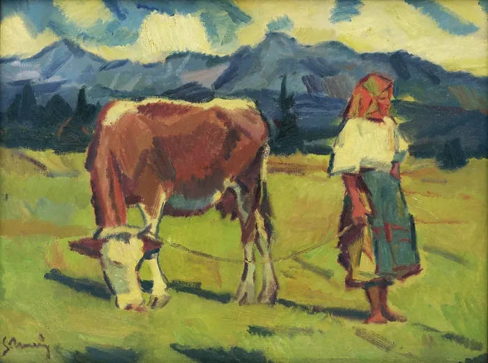 Framed Print : In the Pasture, 1937-1938. Creator: Gustav Mally Framed Print : In the Pasture, 1937-1938. Creator: Gustav Mally