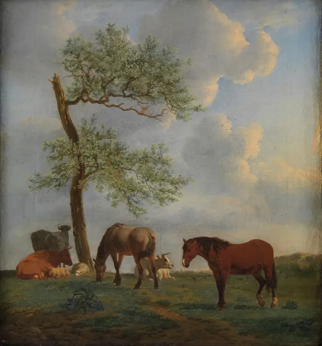 Framed Print : Pasture with Horses and Cattle, 1660. Creator: Adriaen van de Velde Framed Print : Pasture with Horses and Cattle, 1660. Creator: Adriaen van de Velde