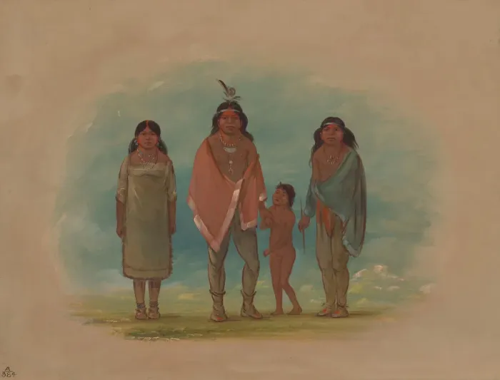 Framed Print : Patagon Chief, His Brother, and Daughter, 1856 / 1869. Creator: George Catlin Framed Print : Patagon Chief, His Brother, and Daughter, 1856 / 1869. Creator: George Catlin