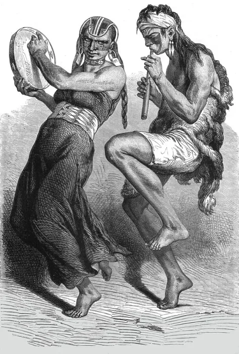 Framed Print : Patagonian Dancers; Patagonia and the Patagonians, 1875. Creator: Unknown Framed Print : Patagonian Dancers; Patagonia and the Patagonians, 1875. Creator: Unknown