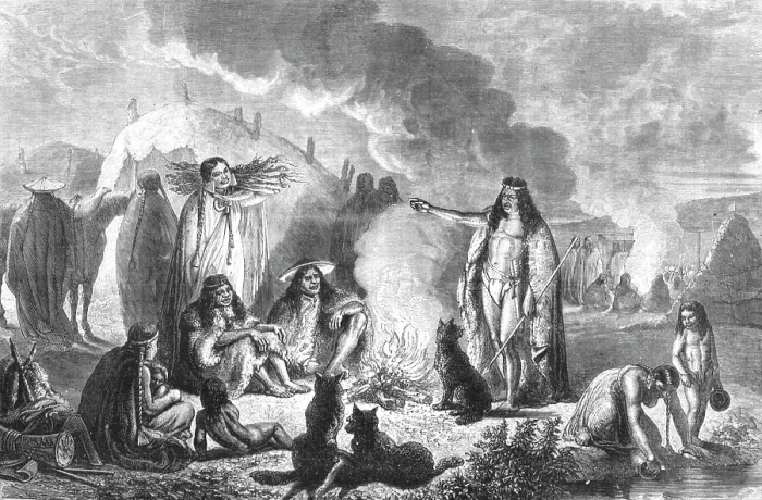 Framed Print : Patagonian encampment; Patagonia and the Patagonians, 1875. Creator: Unknown Framed Print : Patagonian encampment; Patagonia and the Patagonians, 1875. Creator: Unknown