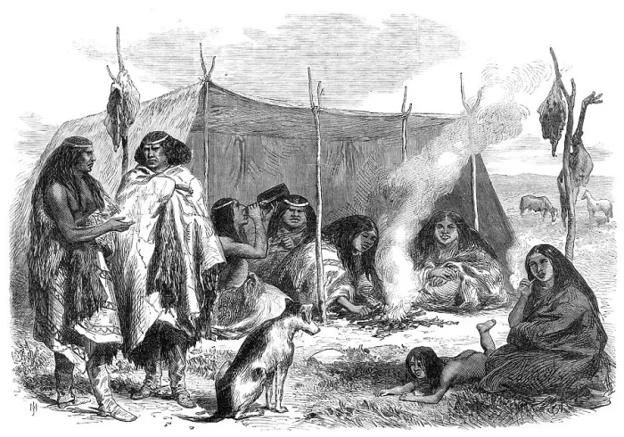 Framed Print : A Patagonian wigwam, 1869. Creator: Unknown Framed Print : A Patagonian wigwam, 1869. Creator: Unknown