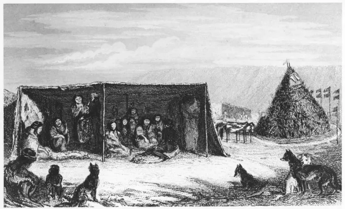 Framed Print : Patagonians in a toldo or skin tent, 1830 (1839) Framed Print : Patagonians in a toldo or skin tent, 1830 (1839)