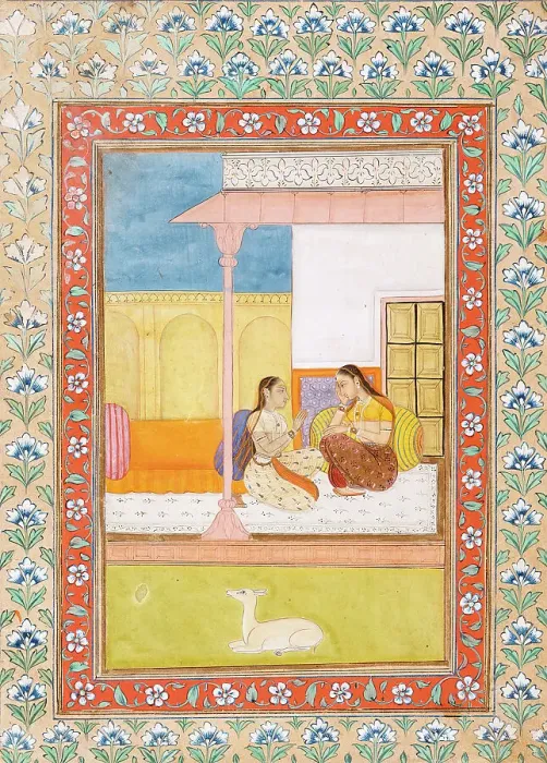 Framed Print : Patamanjari Ragini, the Fourth Wife of Bhairava Raga, Folio from a Ragamala... between 1700-1750. Creator: Unknown Framed Print : Patamanjari Ragini, the Fourth Wife of Bhairava Raga, Folio from a Ragamala... between 1700-1750. Creator: Unknown