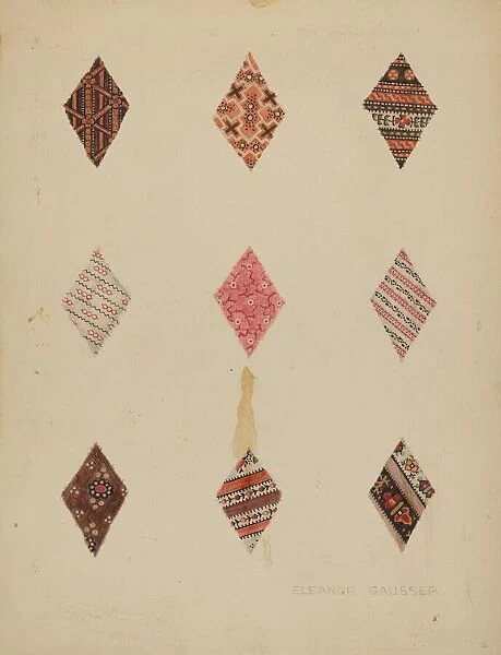 Patches from Quilt, c. 1937. Creator: Eleanor Gausser