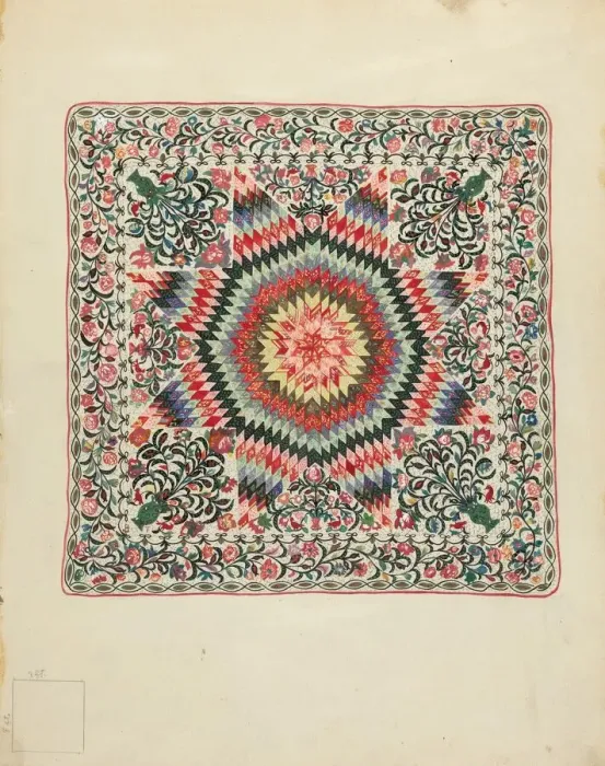 Framed Print : Patchwork and Applique Quilt, 1935 / 1942. Creator: Irene Schaefer Framed Print : Patchwork and Applique Quilt, 1935 / 1942. Creator: Irene Schaefer