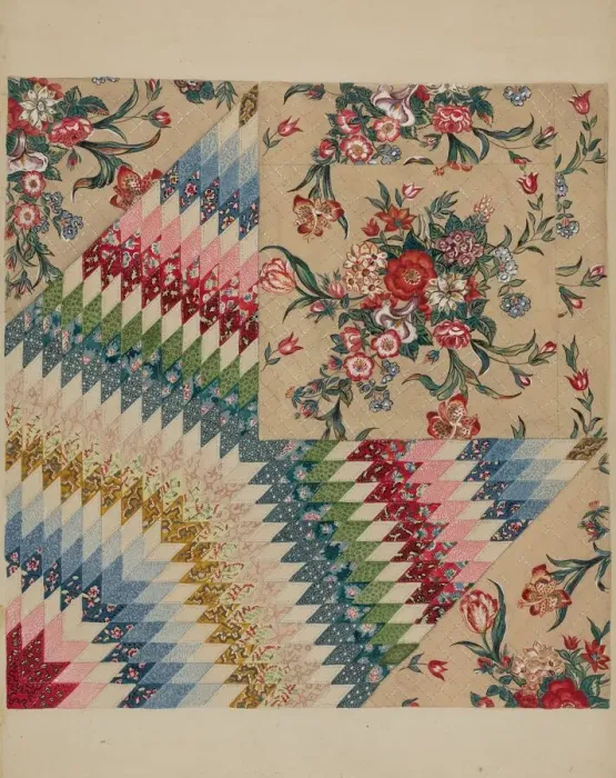 Framed Print : Patchwork Quilt, c. 1936. Creator: Irene Schaefer Framed Print : Patchwork Quilt, c. 1936. Creator: Irene Schaefer
