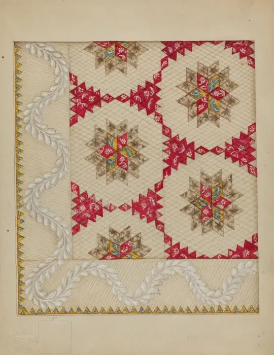 Framed Print : Patchwork Quilt, c. 1936. Creator: Irene Schaefer Framed Print : Patchwork Quilt, c. 1936. Creator: Irene Schaefer