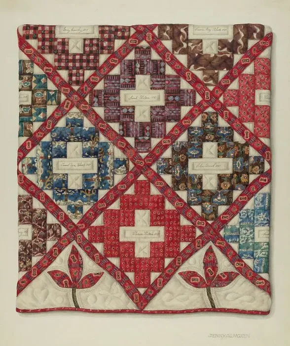 Framed Print : Patchwork Quilt, c. 1938. Creator: Jenny Almgren Framed Print : Patchwork Quilt, c. 1938. Creator: Jenny Almgren
