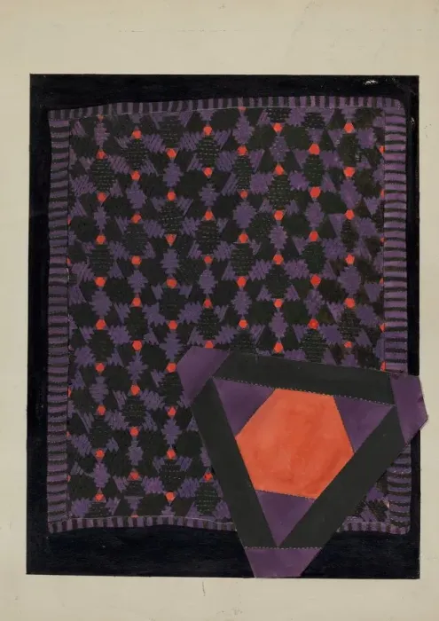 Framed Print : Patchwork Quilt and Detail, c. 1936. Creator: Ellen Duncan Framed Print : Patchwork Quilt and Detail, c. 1936. Creator: Ellen Duncan