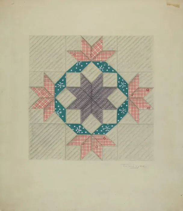 Framed Print : Patchwork Quilt Pattern, 1935 / 1942. Creator: T. Joyce Framed Print : Patchwork Quilt Pattern, 1935 / 1942. Creator: T. Joyce