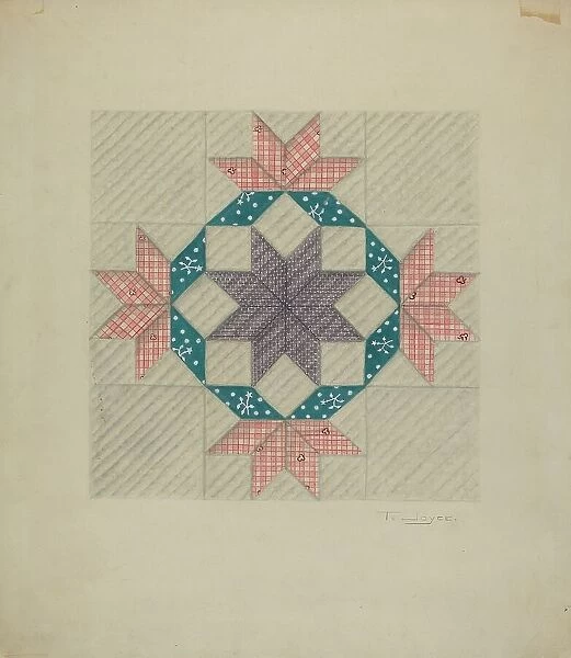 Patchwork Quilt Pattern, 1935 / 1942. Creator: T. Joyce