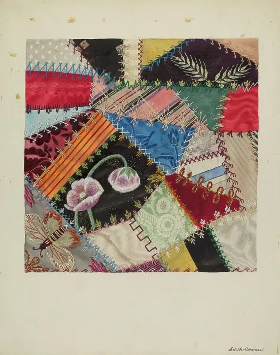 Framed Print : Patchwork Quilt (Section), c. 1937. Creator: Edith Towner Framed Print : Patchwork Quilt (Section), c. 1937. Creator: Edith Towner