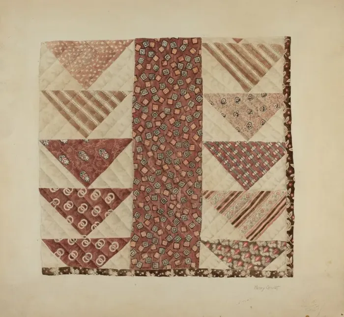 Framed Print : Patchwork Quilt (Section), c. 1938. Creator: Henry Granet Framed Print : Patchwork Quilt (Section), c. 1938. Creator: Henry Granet