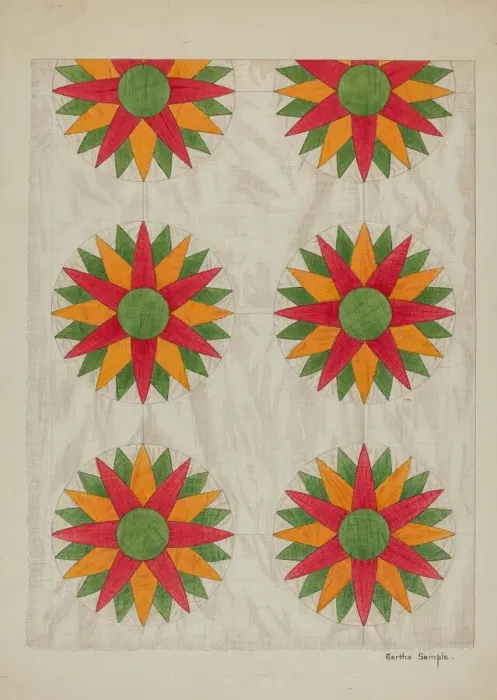 Framed Print : Patchwork Quilt - Top, c. 1937. Creator: Bertha Semple Framed Print : Patchwork Quilt - Top, c. 1937. Creator: Bertha Semple