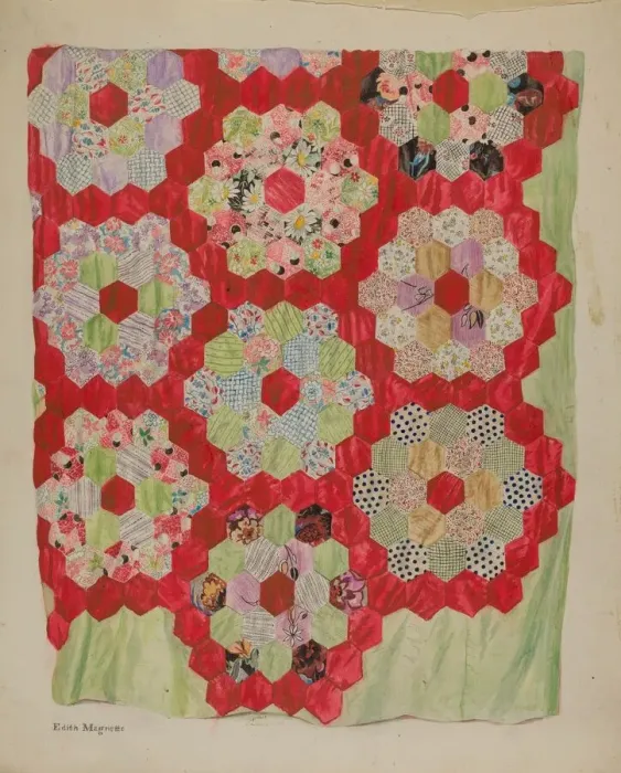 Framed Print : Patchwork for Quilting, c. 1939. Creator: Edith Magnette Framed Print : Patchwork for Quilting, c. 1939. Creator: Edith Magnette