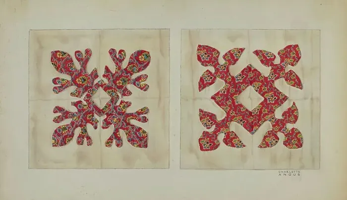 Framed Print : Patchwork Squares, c. 1941. Creator: Charlotte Angus Framed Print : Patchwork Squares, c. 1941. Creator: Charlotte Angus