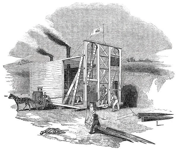 Patent American steam pile-driving engine, 1844. Creator: Unknown
