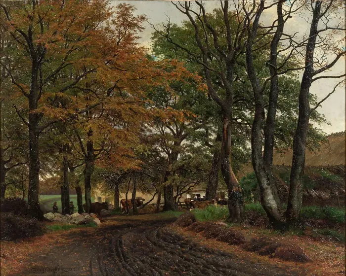 Framed Print : Path under ancient trees, 1882. Creator: Viggo Christian Frederik Vilhelm Pedersen Framed Print : Path under ancient trees, 1882. Creator: Viggo Christian Frederik Vilhelm Pedersen