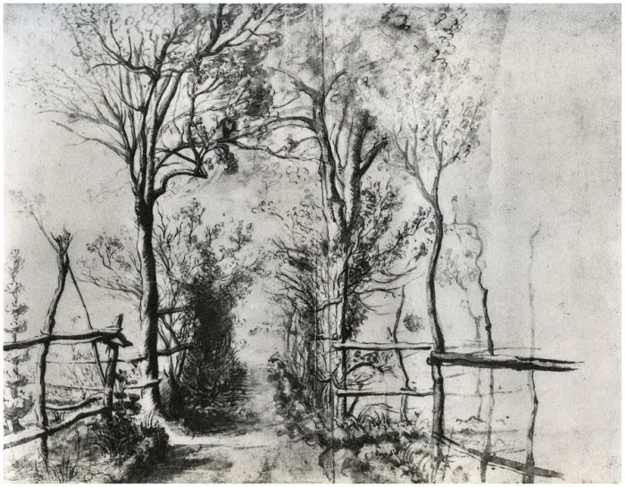 Framed Print : A Path Bordered by Trees, c1620-1625 (1958) Framed Print : A Path Bordered by Trees, c1620-1625 (1958)
