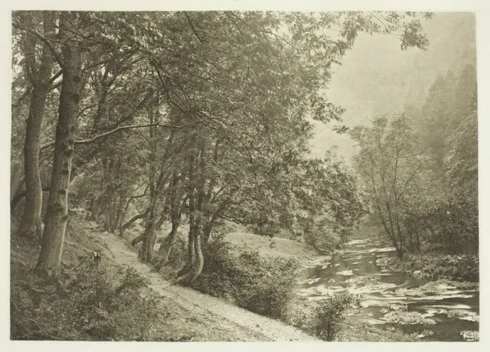 Framed Print : The Path Over The First Brae, Dove Dale, 1880s. Creator: Peter Henry Emerson Framed Print : The Path Over The First Brae, Dove Dale, 1880s. Creator: Peter Henry Emerson