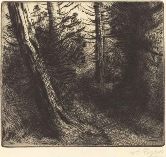 Framed Print : Path through the Woods (Sentier sous bois). Creator: Alphonse Legros Framed Print : Path through the Woods (Sentier sous bois). Creator: Alphonse Legros