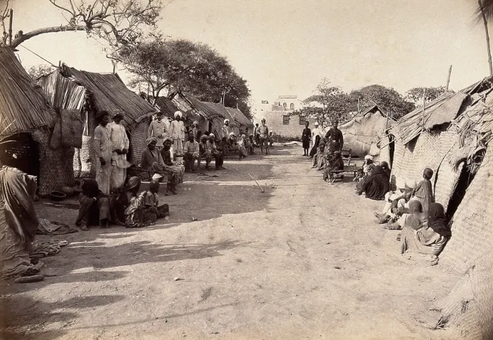 Framed Print : Pathway through the centre of a segregation camp during bubonic plague outbreak, Karachi, India, 1897 Creator: Unknown Framed Print : Pathway through the centre of a segregation camp during bubonic plague outbreak, Karachi, India, 1897 Creator: Unknown