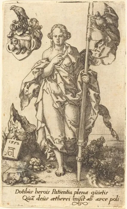 Framed Print : Patience, 1552. Creator: Heinrich Aldegrever Framed Print : Patience, 1552. Creator: Heinrich Aldegrever