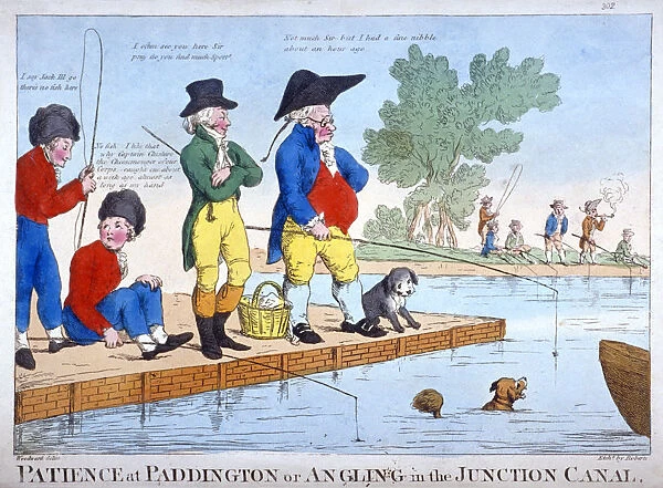 Patience at Paddington, or angling in the Junction Canal, c1800. Artist: Roberts