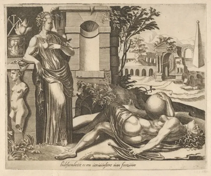 Framed Print : Patience as the Victor over Fortune from Six Sayings about Fortune, ca. 1560 Framed Print : Patience as the Victor over Fortune from Six Sayings about Fortune, ca. 1560