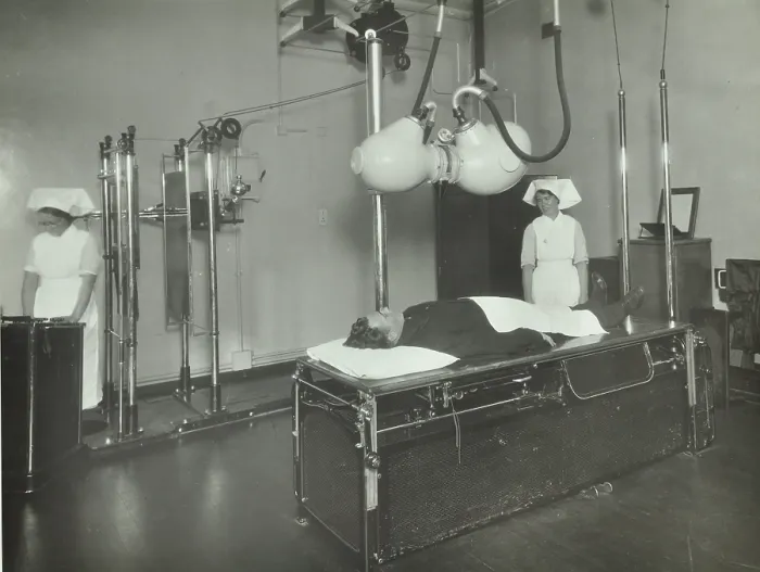 Framed Print : A patient undergoes a medical procedure, c1950s. Creator: Unknown Framed Print : A patient undergoes a medical procedure, c1950s. Creator: Unknown