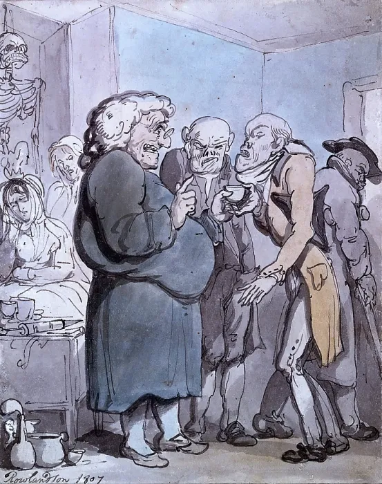 Framed Print : Patients consulting an obese quack, 1807. Creator: Thomas Rowlandson Framed Print : Patients consulting an obese quack, 1807. Creator: Thomas Rowlandson