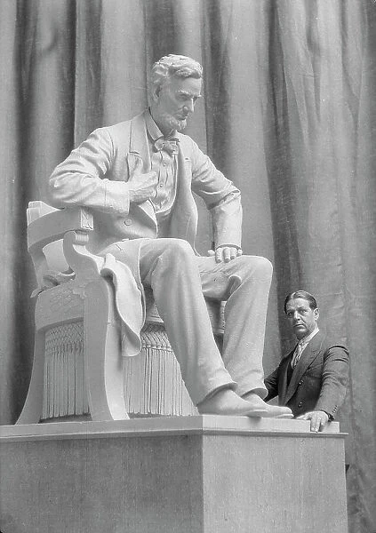 Patigian, Haig, Mr. with his Abraham Lincoln sculpture, portrait photograph, 1927 Creator: Arnold Genthe