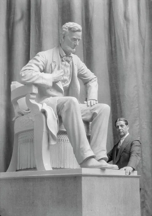 Framed Print : Patigian, Haig, Mr. with his Abraham Lincoln sculpture, portrait photograph, 1927 Creator: Arnold Genthe Framed Print : Patigian, Haig, Mr. with his Abraham Lincoln sculpture, portrait photograph, 1927 Creator: Arnold Genthe
