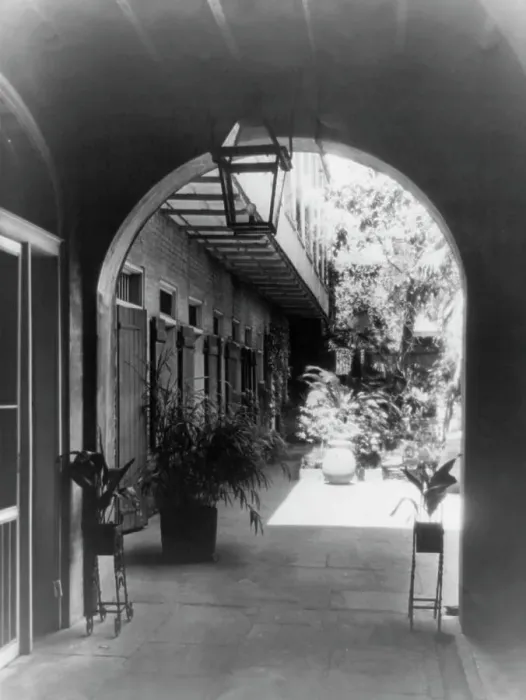 Framed Print : Patio on Bourbon Street, New Orleans, 1937 or 1938. Creator: Frances Benjamin Johnston Framed Print : Patio on Bourbon Street, New Orleans, 1937 or 1938. Creator: Frances Benjamin Johnston