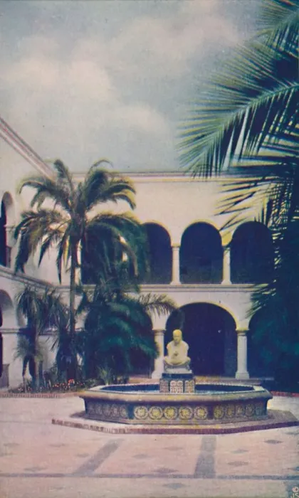 Framed Print : Patio of the House of Hospitality, c1935 Framed Print : Patio of the House of Hospitality, c1935