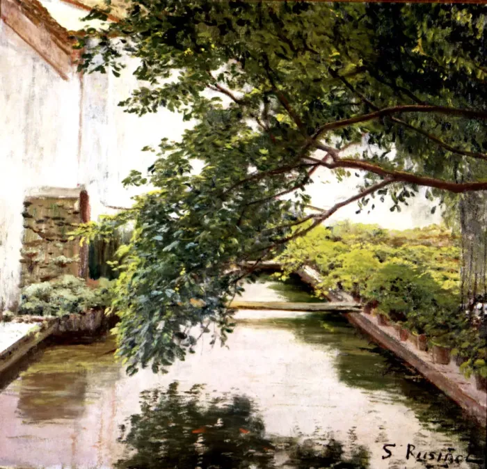 Framed Print : Patio of a masia (Catalan farm), it corresponds to the stage in which the painter Framed Print : Patio of a masia (Catalan farm), it corresponds to the stage in which the painter