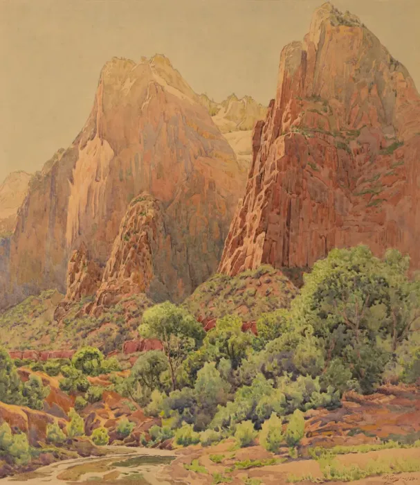 Framed Print : The Patriarchs, Zion National Park, 1924. Creator: Gunnar Widforss Framed Print : The Patriarchs, Zion National Park, 1924. Creator: Gunnar Widforss