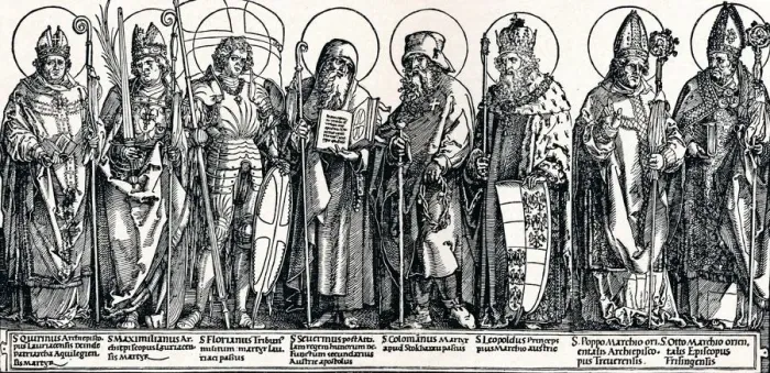Framed Print : The Patron Saints of Austria, 1515 (1906). Artist: Albrecht Durer Framed Print : The Patron Saints of Austria, 1515 (1906). Artist: Albrecht Durer