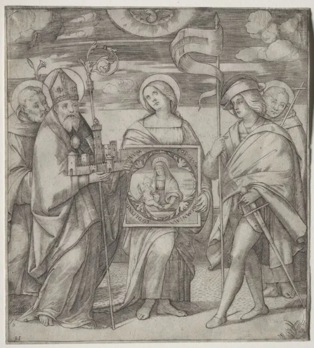 Framed Print : Patron Saints of Bologna, c. 1515-1520. Creator: Giacomo Francia (Italian, bef 1486-1557) Framed Print : Patron Saints of Bologna, c. 1515-1520. Creator: Giacomo Francia (Italian, bef 1486-1557)