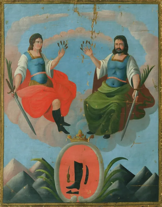 Framed Print : Patron saints of shoemakers, 19th century. Creator: Unknown Framed Print : Patron saints of shoemakers, 19th century. Creator: Unknown