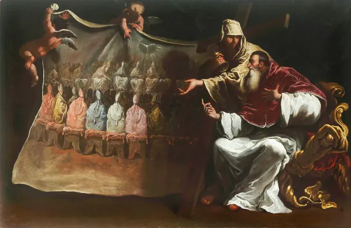 Framed Print : Paul III inspired by faith to summon the Council of Trent, 1687. Creator: Ricci, Sebastiano (1659-1734) Framed Print : Paul III inspired by faith to summon the Council of Trent, 1687. Creator: Ricci, Sebastiano (1659-1734)