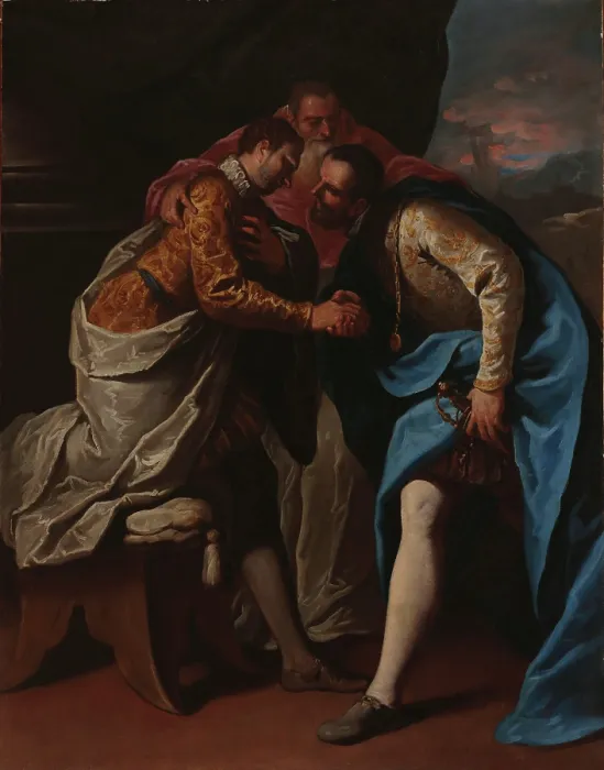 Framed Print : Paul III reconciles Francis I and Charles V (From the Series of the life of Pope Paul III), 1687. Creator: Ricci, Sebastiano (1659-1734) Framed Print : Paul III reconciles Francis I and Charles V (From the Series of the life of Pope Paul III), 1687. Creator: Ricci, Sebastiano (1659-1734)