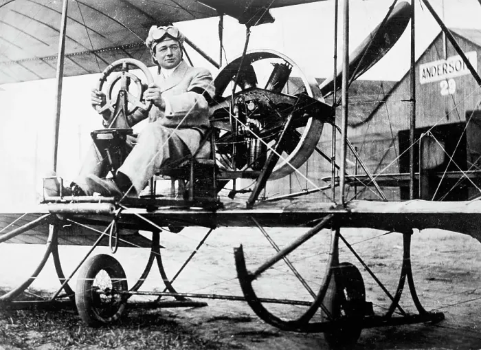 Framed Print : Paul Peck, Commercial Aviator - In Gyro Type Plane Sponsored By Berliner At Mineola, N.Y. 1911. Creator: Harris & Ewing. Paul Peck, Commercial Aviator - In Gyro Type Plane Sponsored By Berliner At Mineola, N.Y. 1911. Creator: Harris & Ewing