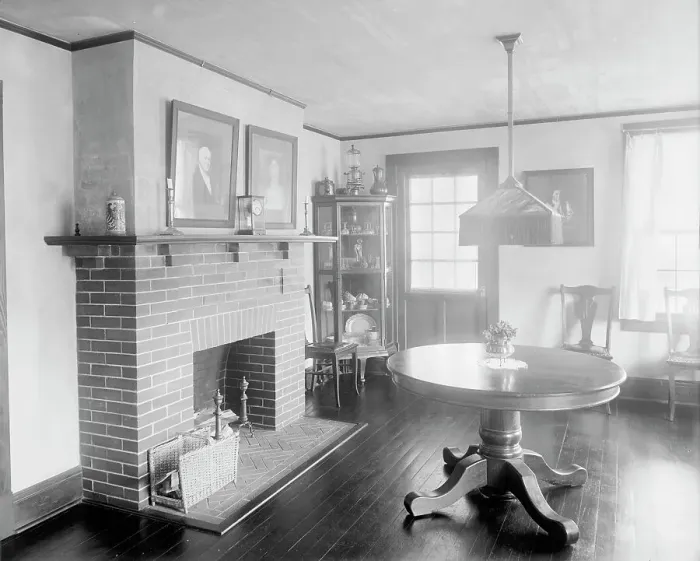 Framed Print : Paul Reynolds residence, room with fireplace, Scarsdale, N.Y. between 1900 and 1915. Creator: William H. Jackson Framed Print : Paul Reynolds residence, room with fireplace, Scarsdale, N.Y. between 1900 and 1915. Creator: William H. Jackson