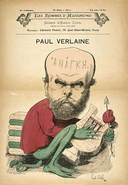 Paul Verlaine as Decadence, c1880s. Artist: Emile Cohl